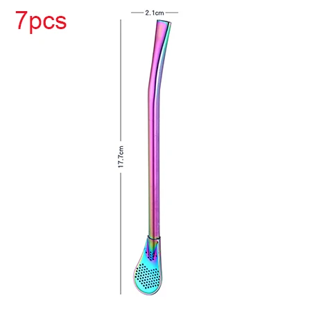 Colorful 7PCS 7 шт. красочный фильтр из нержавеющей стали для соломинки ручной работы Yerba mate tea Bombilla Gourd моющиеся чайные инструменты Бар аксессуары - Цвет: Colorful 7PCS