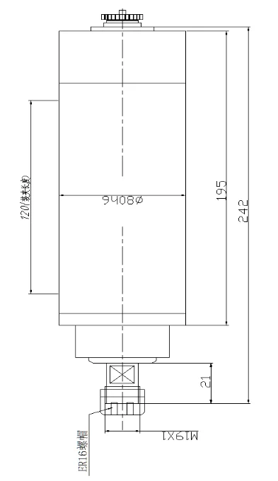1.5KW шпиндель с воздушным охлаждением двигатель ER16 220 V 80 мм 24000 об/мин 0.6Nm 5.4A 400 Гц Гравировальный фрезерный станок