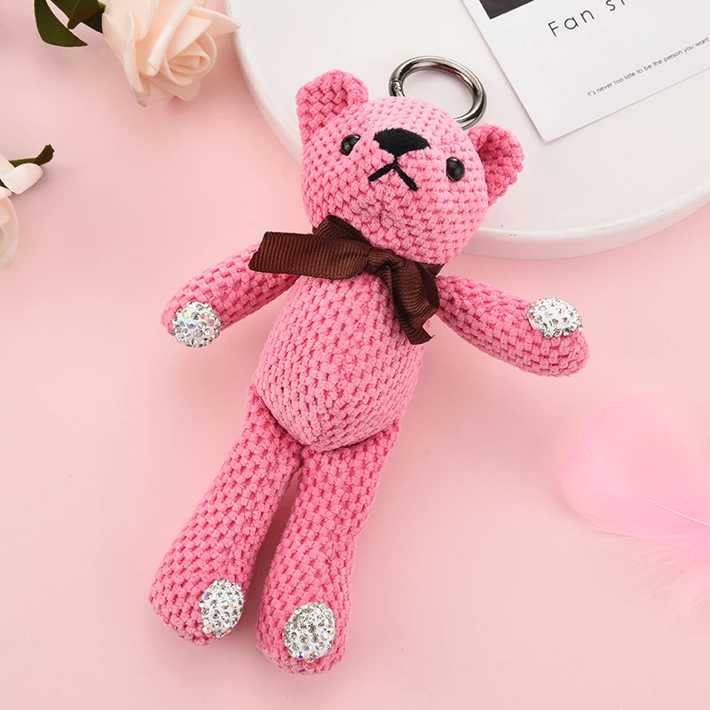 

New Cloth Vintage Keychain Key Rings Fashion Pendant Teddy Bear Cute Cartoon Car Bag Accessories Charm Ornament Jewelry EH345