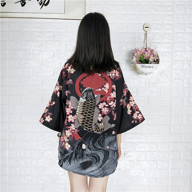 OCEANLOVE Harajuku Koi кимоно с цифровым принтом блузки лето 2020 поясом юката рубашки