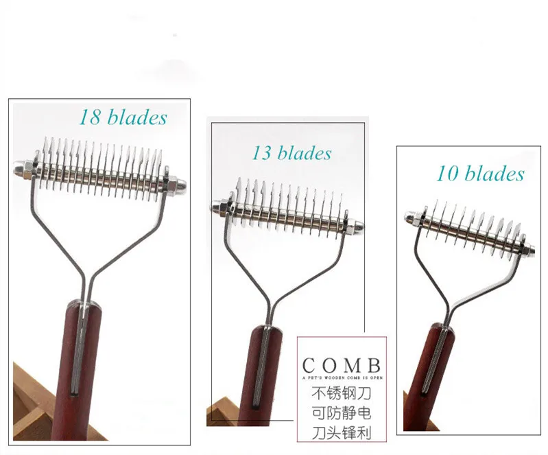 MTL dog comb pet dog removes hair grooming comb groomer brush for dog cat with wooden handle