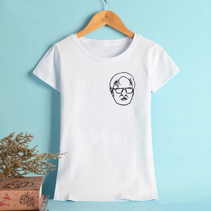 Женская футболка с коротким рукавом Dwight Schrute Свободный Топ принтом|Футболки| |