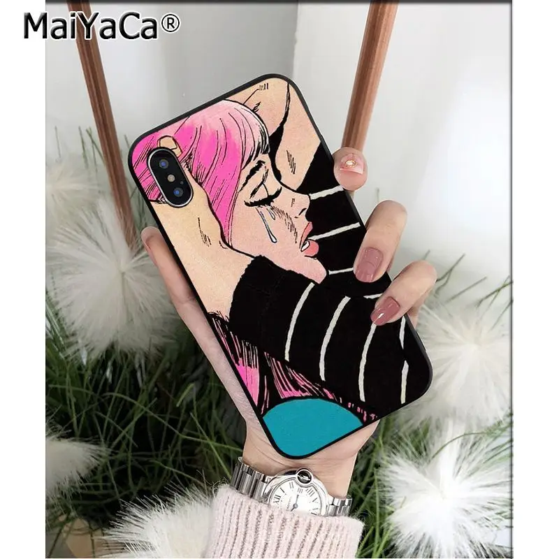 MaiYaCa Pop Art Cry черный мягкий чехол для телефона из ТПУ Apple iPhone 8 7 6 6S Plus X XS MAX 5 5S SE XR