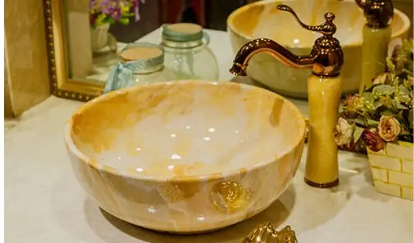 

Porcelain Round Cloakroom Wash Basin Bathroom Counter Top SInk Vessel Lavabo Washing Bowl LGQ008