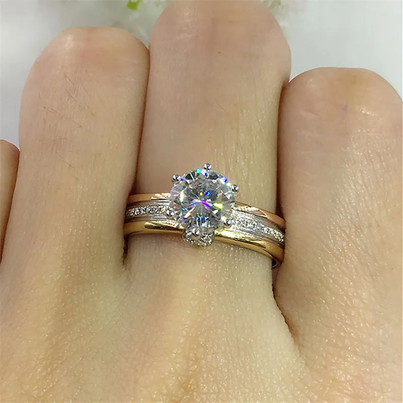 18K 750Au Золотое кольцо с муассанитом и бриллиантом, обручальное кольцо D цвета VVS с национальным сертификатом MO-H1030