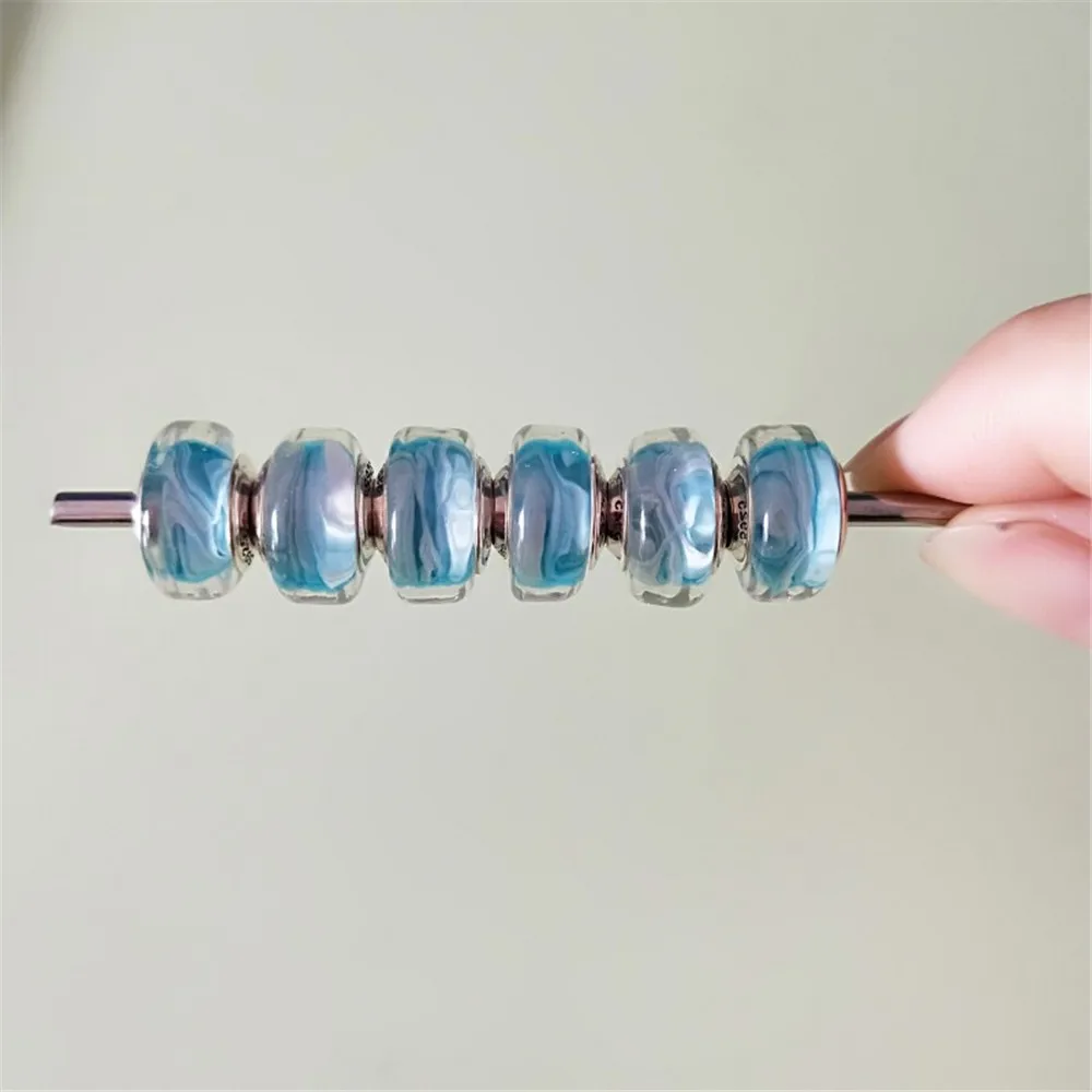Омела 925 пробы серебро муранского стекла Радужный Шарм Бисера Подходит Европейский Ом Тролль& ПАН браслет ювелирные изделия