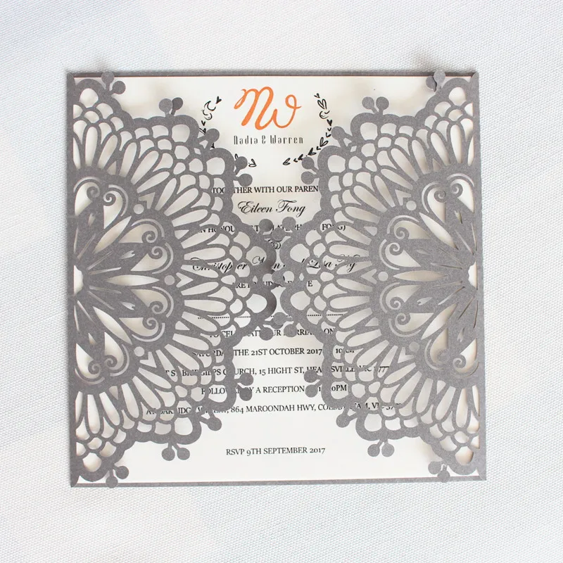 Набор свадебных приглашений в рустикальном стиле белый серебристый серый синий