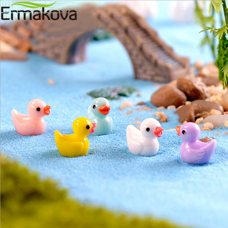 ERMAKOVA 500 шт./лот маленькая Желтая утка из Смолы миниатюрный уличный кукольный