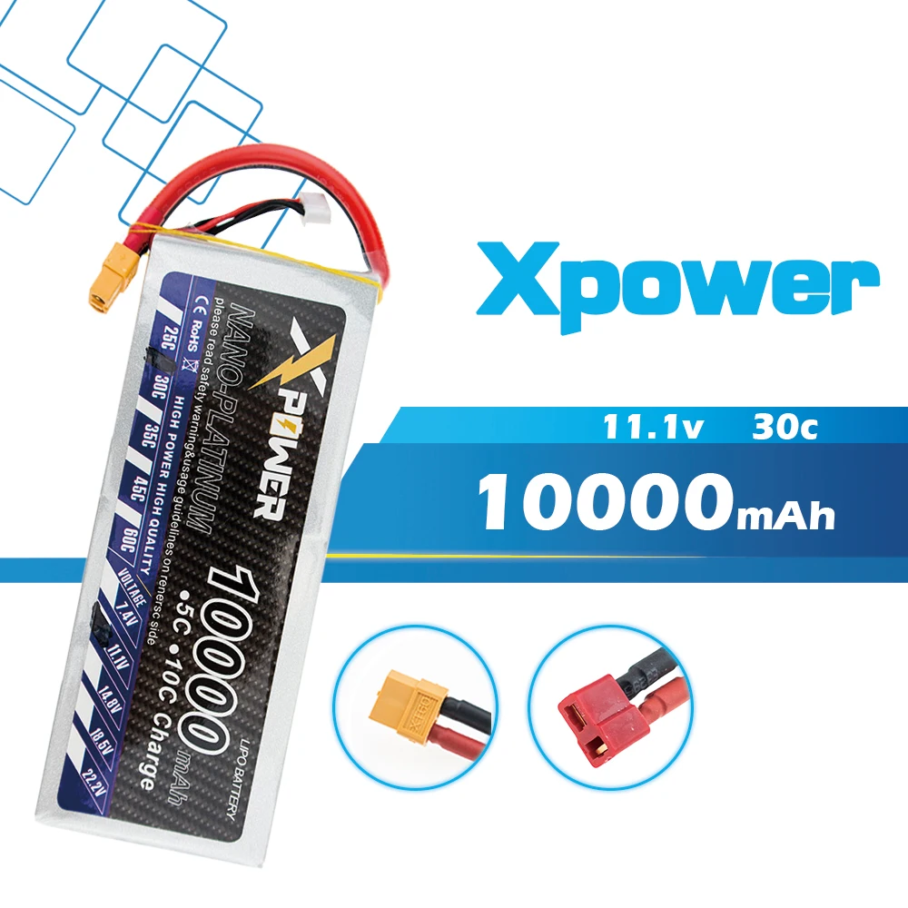 Литий полимерный аккумулятор Xpower 11 1 В 10000 мАч 30C 3s батареи XT60 / T штекер для