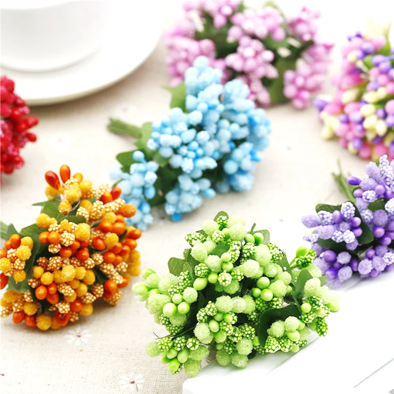 12pcs/ PE Foam Multicolor beads Artificial Silk Flowers bouquet For Wreaths DIY Wedding Scrapbooking Fake Flower Home Decoratio | Дом и сад