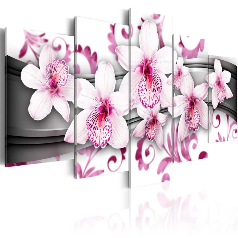 Офис Wall Art Модульная картина печатает фотографии 5 шт. синий оранжевый розовый