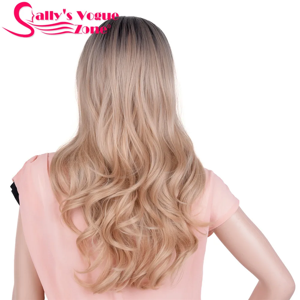 TB/темно-серый Sallyhair термостойкие 24 дюймов длинные волнистые косплей синтетические парики 280 г Омбре черный серый фиолетовый парик без кружева для женщин - Цвет: TB/темно-серый
