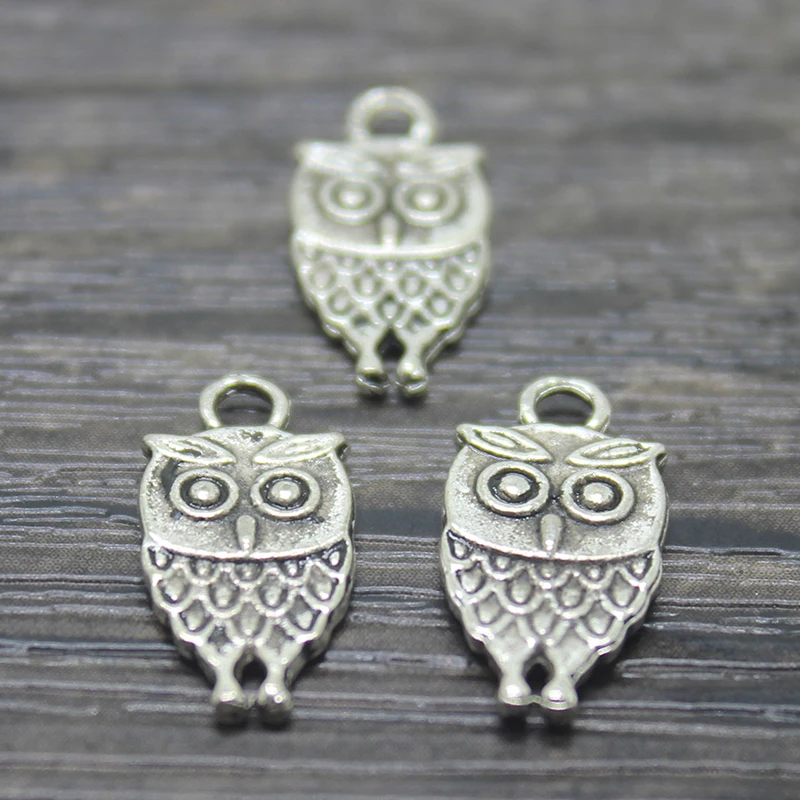 30pcs-- Owl charms /pendants 18 x 7mm tibetan silver tone | Pendants