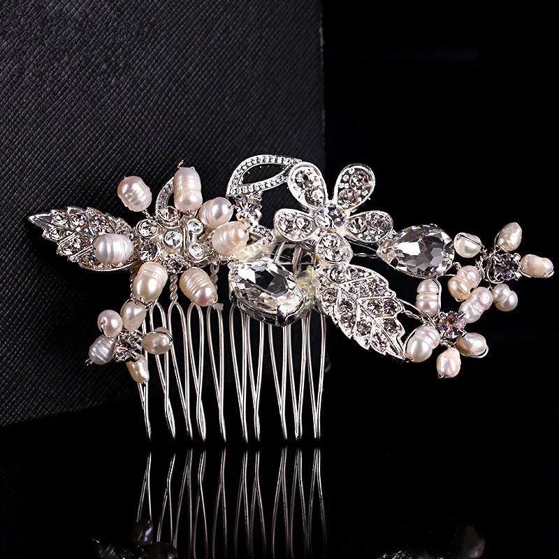Bridal Hair Comb Tiara Wedding Austrian Crystal Simulates Pearl Hairwear for Women Fashion Jewelry Chic Accessories A001 | Украшения и