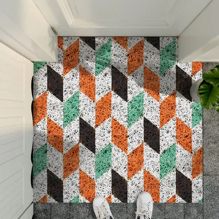 H-rectangle Коврик для прихожей в скандинавском стиле, коврик из ПВХ с петлей на проволоке, цветной коврик для двери с геометрическим рисунком, коврик для гостиной, ванной комнаты, нескользящий коврик - Цвет: H-rectangle