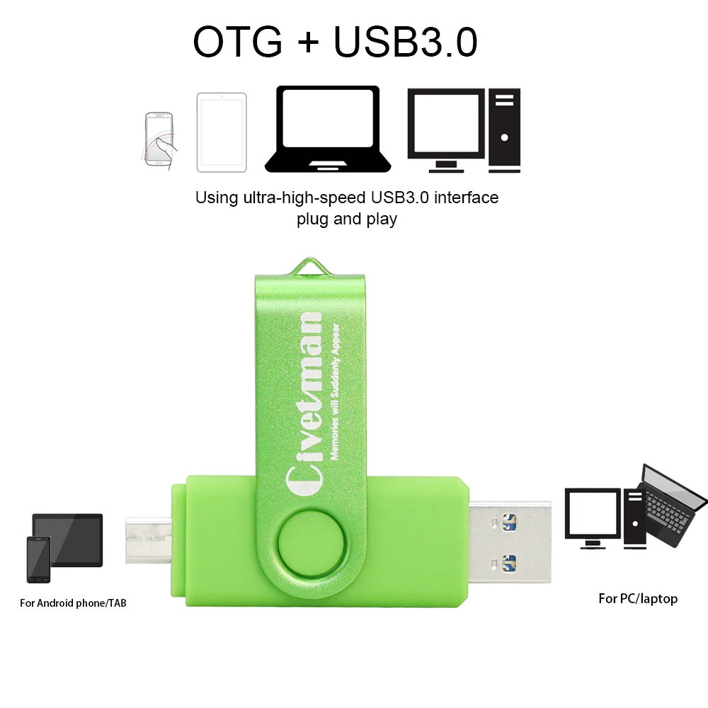 Новый OTG USB флэш накопитель для смартфона планшета ПК 8 ГБ 16 32 64 Гб 128