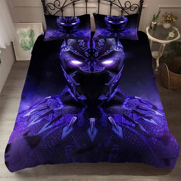 Black Panther-Purple 3D принт Черная пантера Фиолетовый Комплект постельного белья Marvel Super Hero набор пододеяльников для мальчиков/девочек комплект постельного белья из микрофибры наволочка - Цвет: Black Panther-Purple