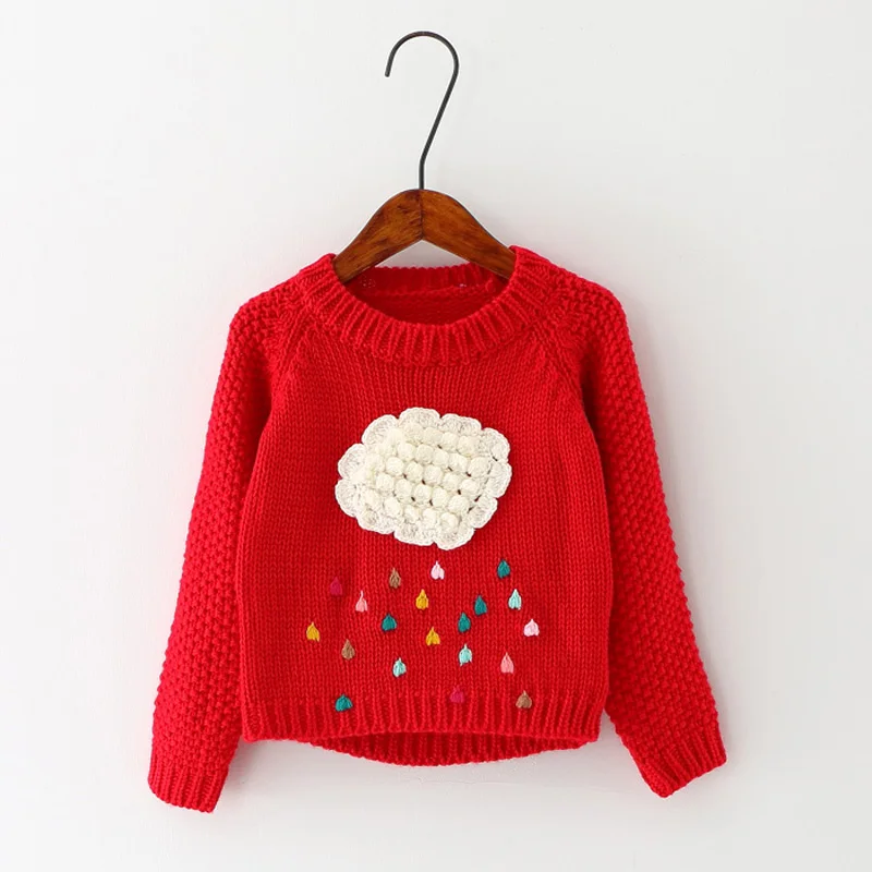 Новинка 2019 года Детский свитер с рисунком облаков для девочек Сезон весна-осень