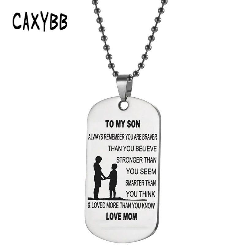 Мужское ожерелье Caxybb TO MY SON из нержавеющей стали с гравировкой в виде собачек