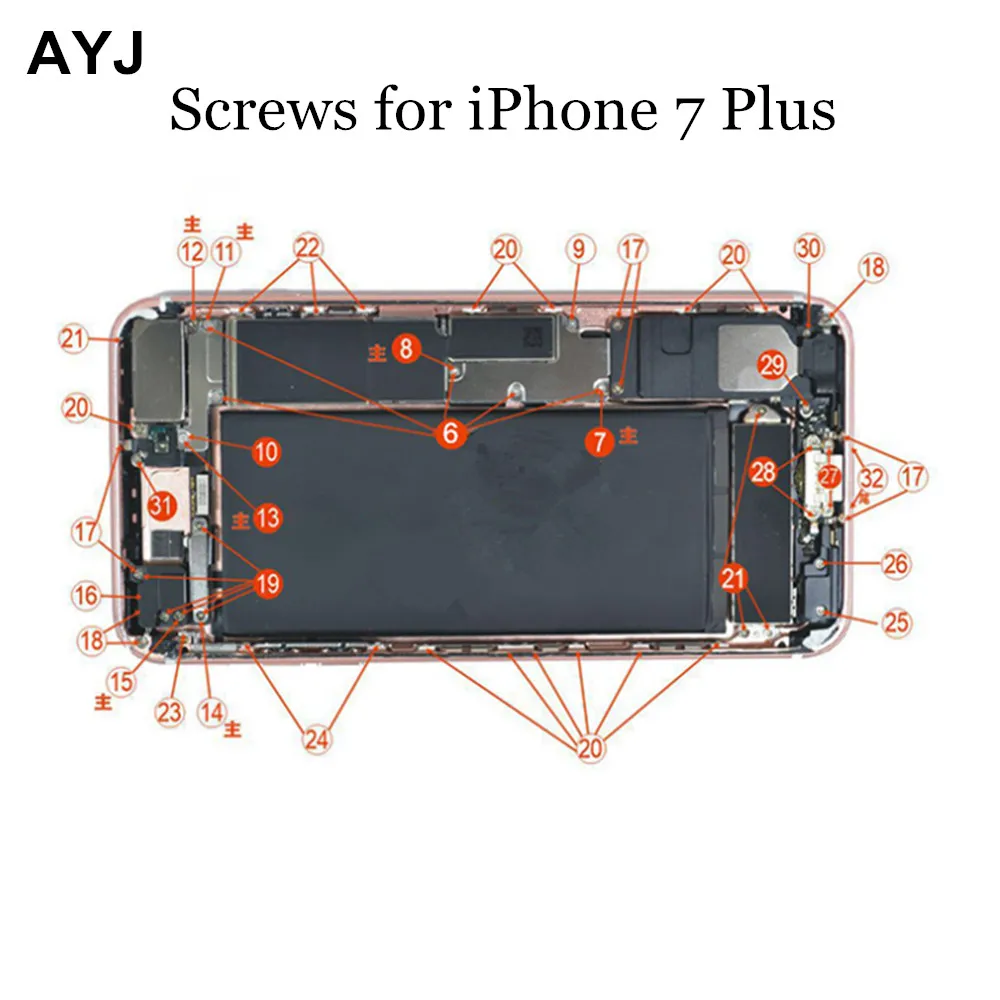100 шт./лот раздельная продажа полный комплект винтов для iPhone 7 Plus запасной болт
