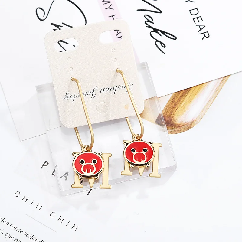 10 шт./лот прекрасный счастливый свинья Эмаль Шарм M буква шармы серьги кольцо