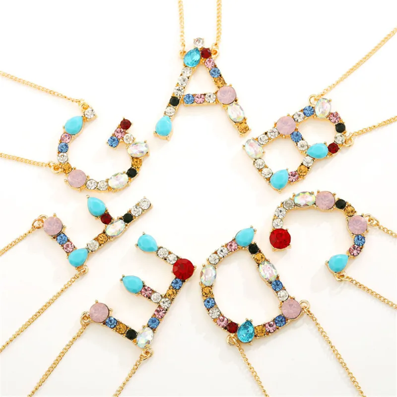 WWLB многоцветное модное очаровательное Золотое 26 Алфавит ожерелье с подвеской