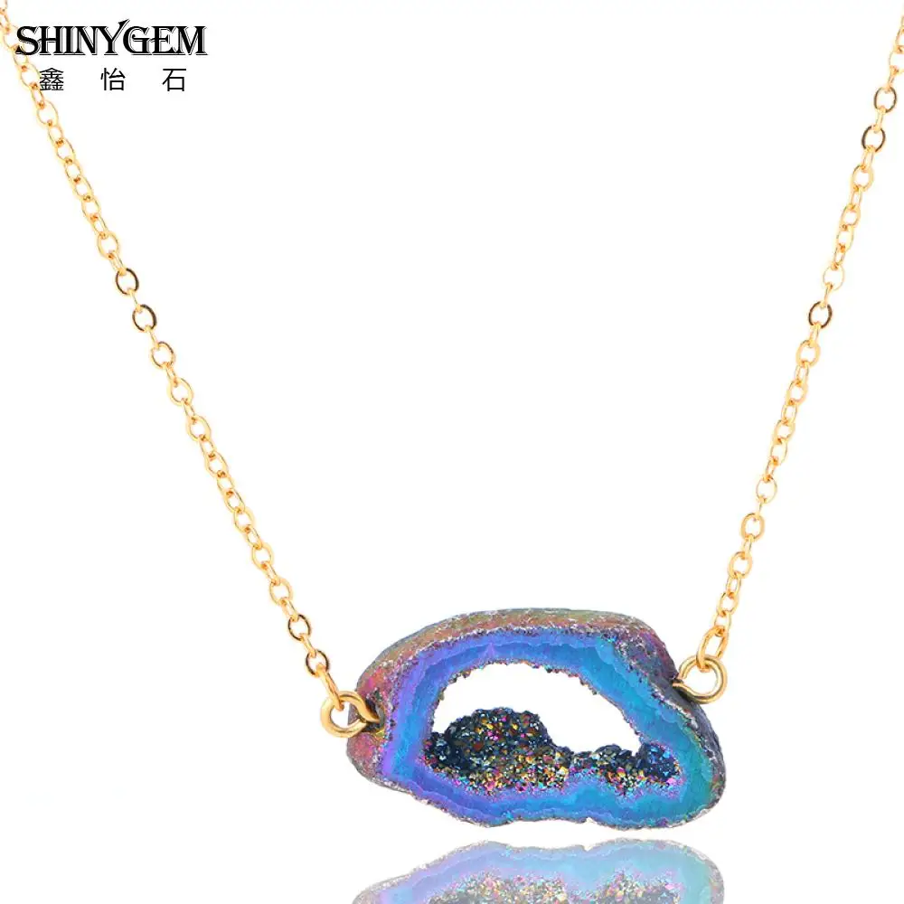Ожерелье с подвеской SHINYGEM из натуральной друзы радужная чакра ожерелье