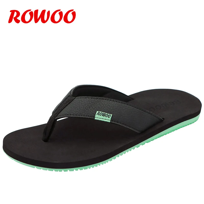 Мужские шлепанцы из искусственной кожи летние на плоской подошве|beach flip flops|beach flops