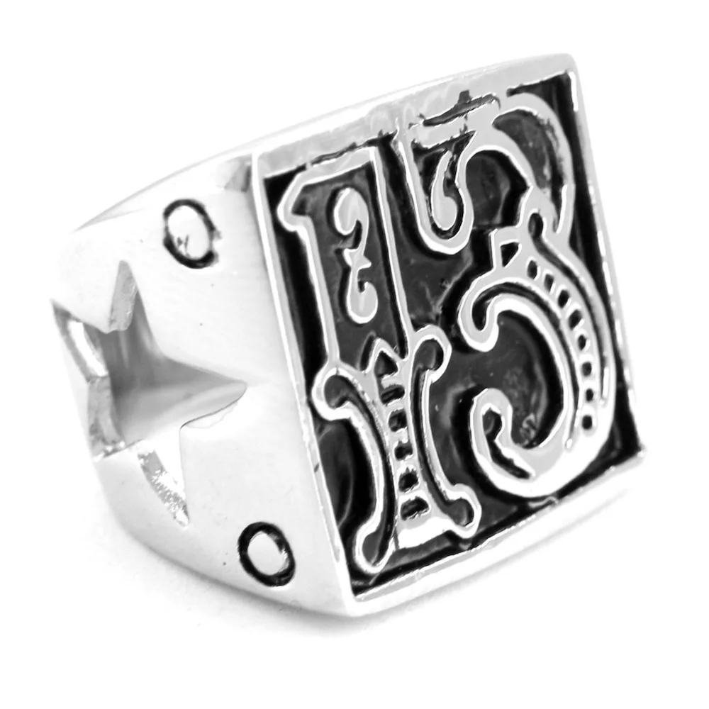 FANSSTEEL ювелирные изделия из нержавеющей стали lucky 13 злой Байкер кольцо вырез