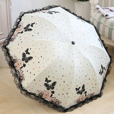 U MRIDEA Retro Sunny and Rainy Umbrella Lace Vintage Umbrella Rain Women Travel Business Wife Girlfriend Gift - Цвет: U