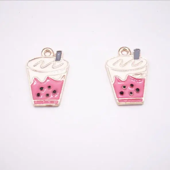15x22mm Новинка; 10 шт. Высокое качество модные эмалированные Подвески Подарочный жемчужный молочный чай металлический сплав, кулон, браслет аксессуары для изготовления украшений поделки своими руками - Окраска металла: 15x22mm