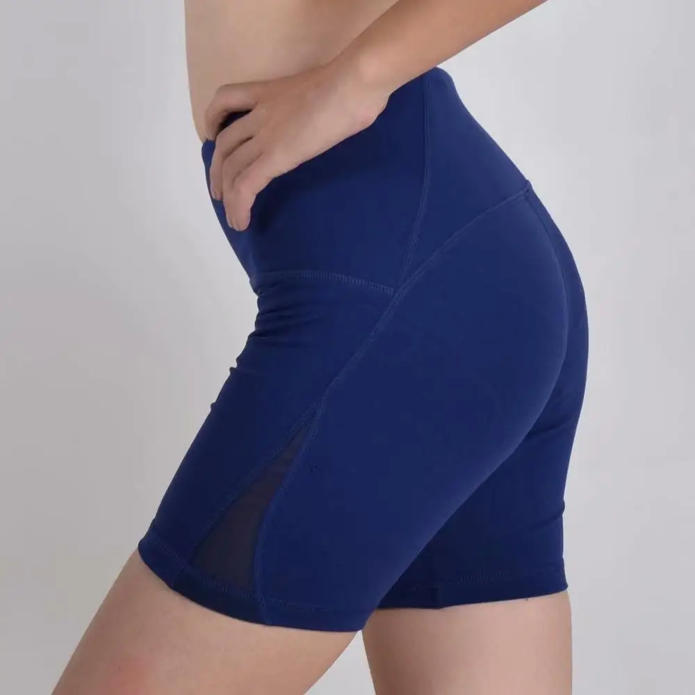 NWT спортивные шорты для тренировок и бега с карманом на молнии сзади, эластичные спортивные шорты для йоги - Цвет: Blue