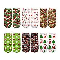 Christmas 03 Новинка Рик е Морти, кот, галактика Лиза Франк, 3D носки, мужские забавные сумасшедшие короткие носочки по щиколотку, 6 пар в упаковке, рождественский подарок для мужчин - Цвет: Christmas 03