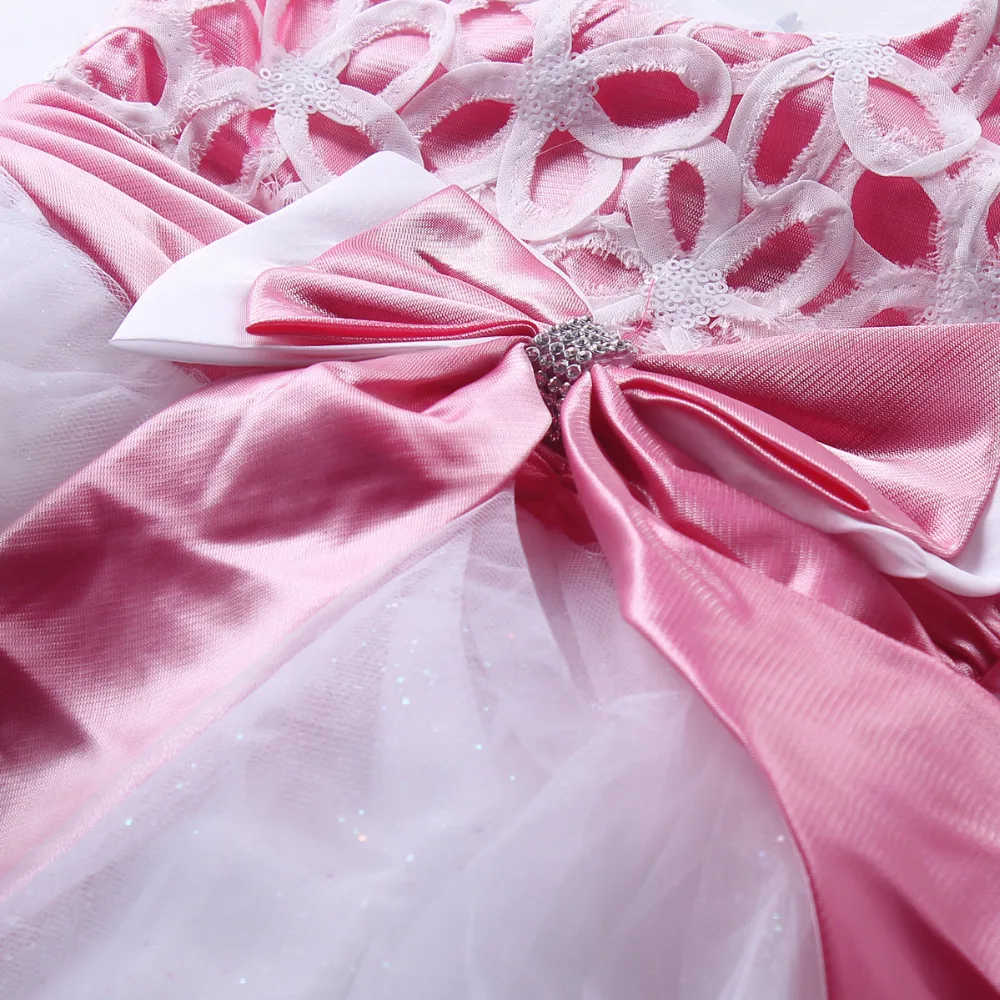 Cutestyles Sleevless Hot Pink Flower Girl Dresses White Wedding For Girls Kids Clothing | Детская одежда и обувь
