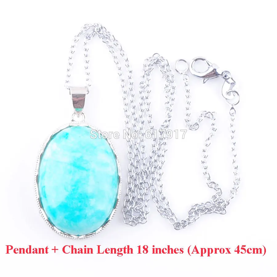 Pendant and Chain RONGZUAN ювелирные изделия кулон Амазонит драгоценный камень яйцо форма бисера кулон и ожерелье цепь Рейки Исцеление женские ювелирные изделия TN3328 - Окраска металла: Pendant and Chain