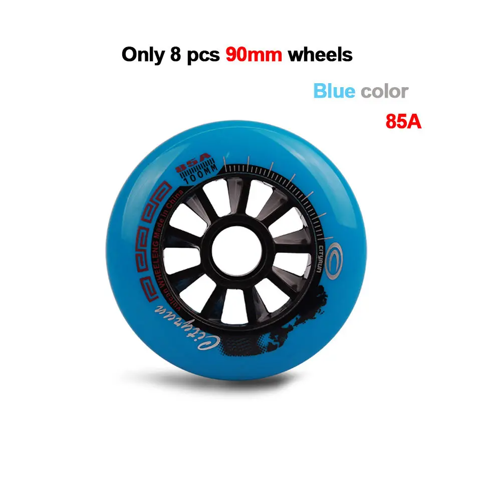 blue 90mm 8pcs JK Cityrun Inline Скорость коньки колеса 85A 100/110/90 мм Профессиональный 6 или 8 шт. Катание на коньках ролика для Пижама-комбинезон для детей, Patins LZ49 - Цвет: blue 90mm 8pcs