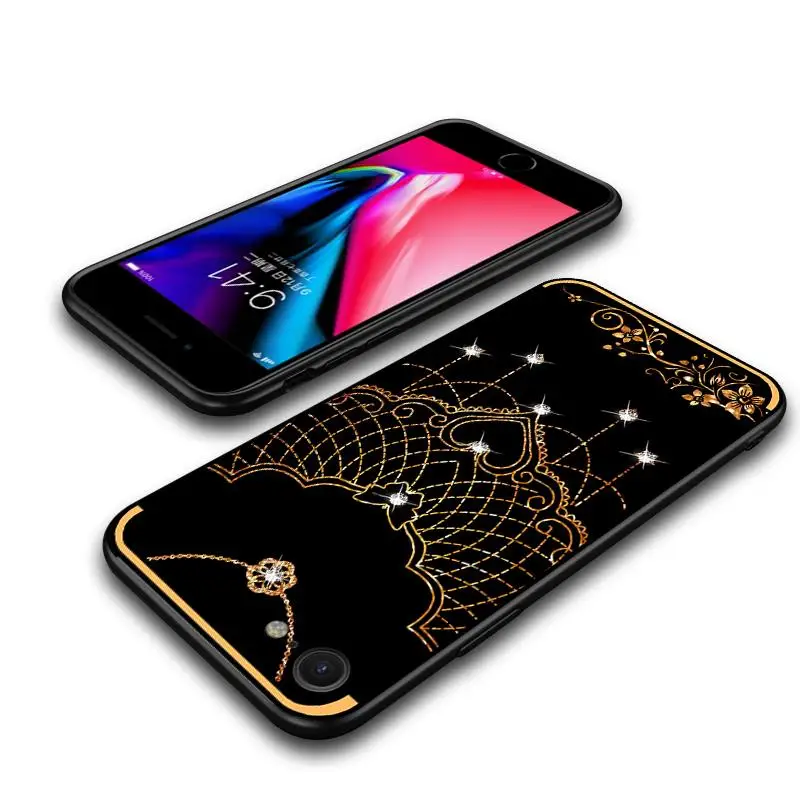 NXE Pattern Printing Rhinestone Decorated Soft TPU Case for iPhone X 7 8 / Plus Phone | Мобильные телефоны и аксессуары