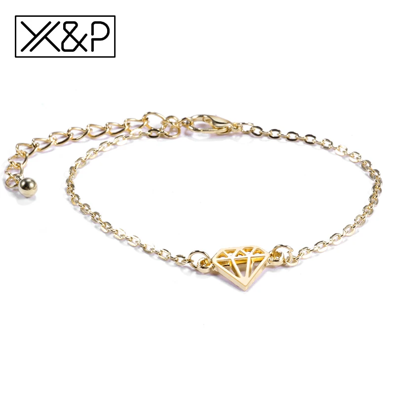 Diamond X& P, модные золотые браслеты-запонки, цепочка, браслеты с подвесками, браслет для женщин, Богемия, лист, узел, стрелка, круглые женские браслеты, ювелирное изделие, подарок - Окраска металла: Diamond