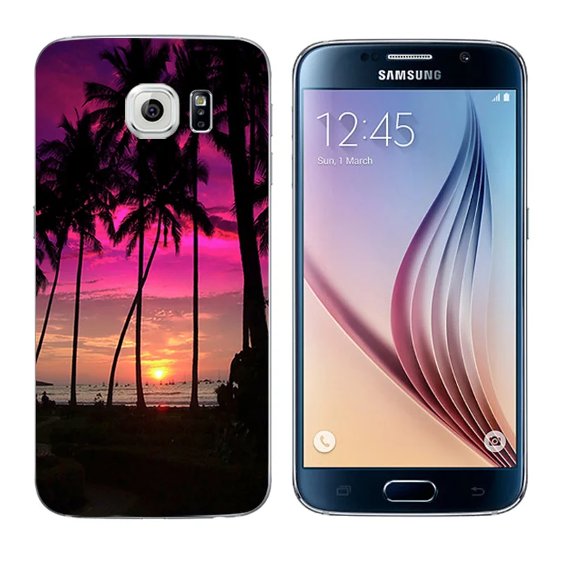 Ультратонкий Мягкий силиконовый черный чехол для Samsung Galaxy S6 s 6 с принтом сосны Fundas