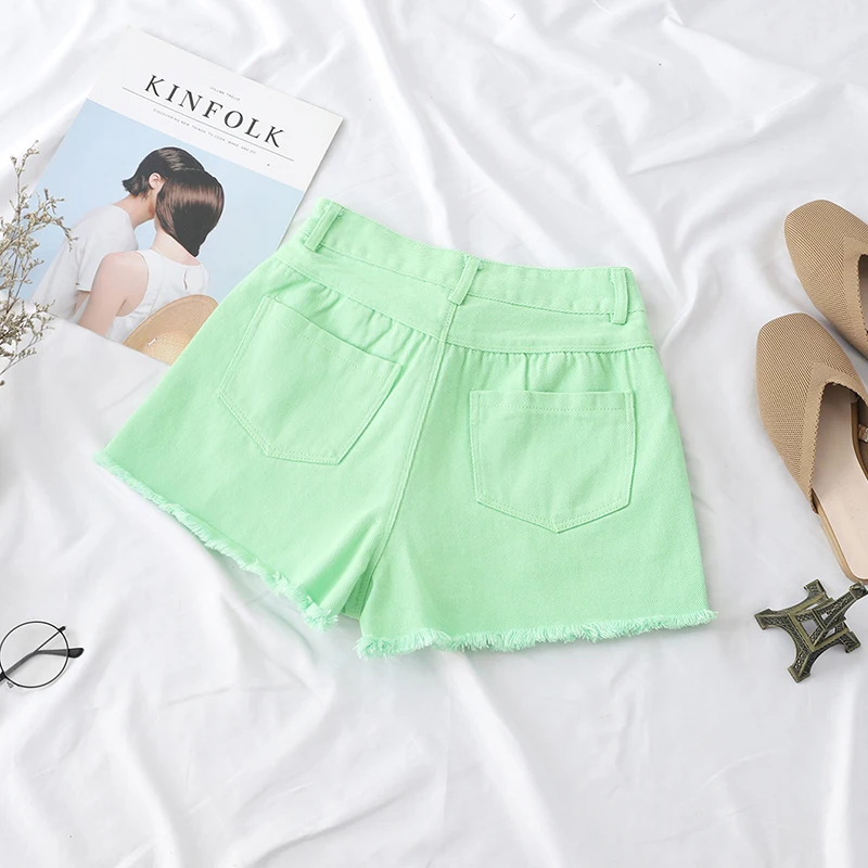 Новинка 2019 женские шорты летние тонкие с высокой талией повседневные базовые