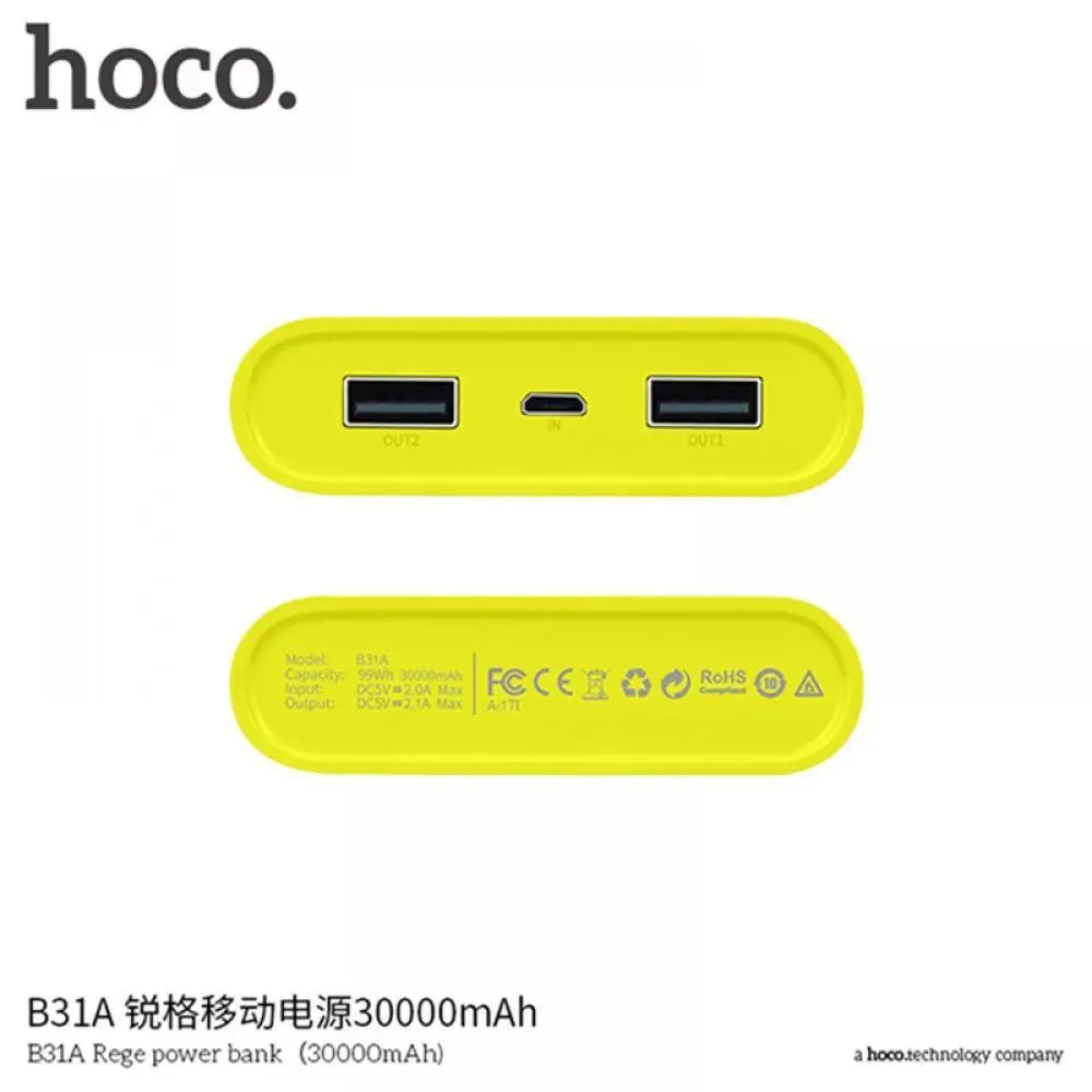 HOCO внешний аккумулятор 30000 мАч универсальный портативное Внешнее зарядное