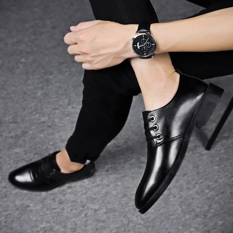 Роскошные Брендовые повседневные мужские туфли из искусственной кожи с круглым