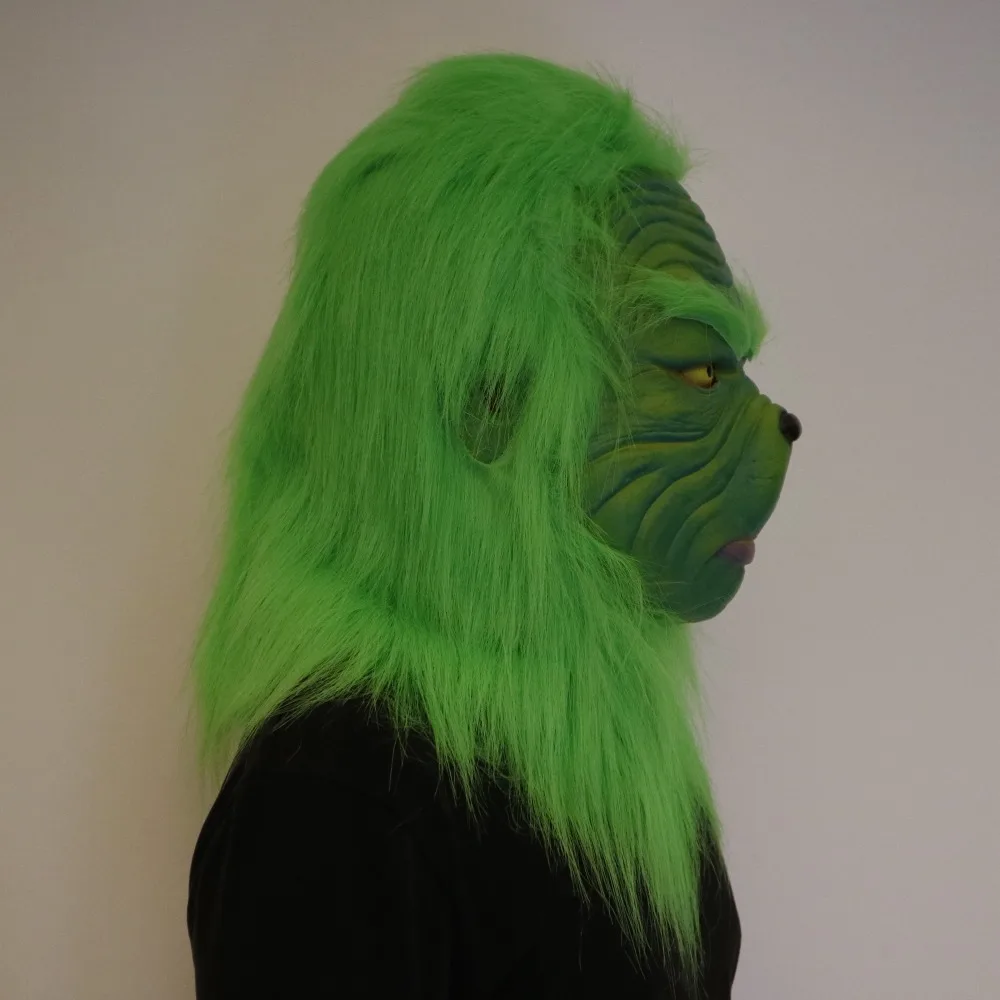 Рождественские костюмы, косплей Grinch костюмная Маска Косплей латекс Необычные взрослые рождество