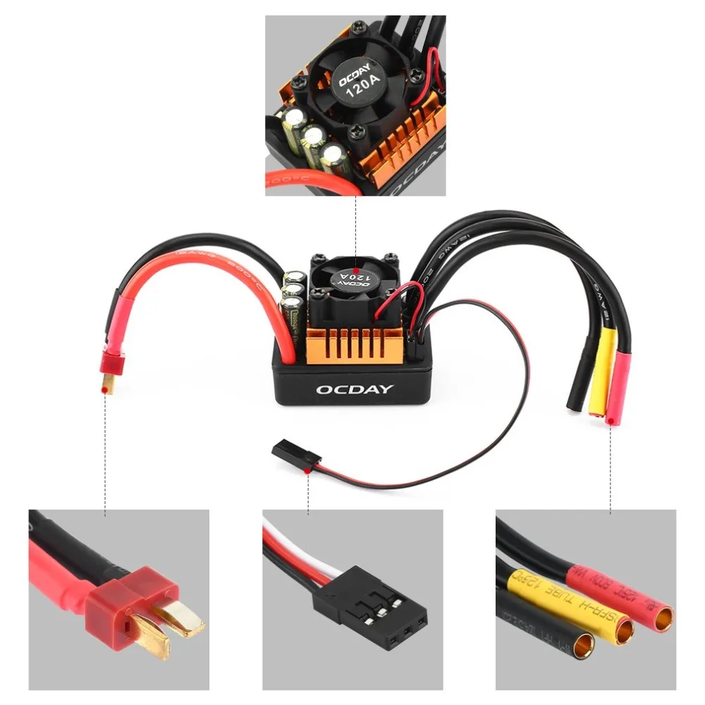 OCDAY Mini waterproof 120A бесщеточный ESC электрический регулятор скорости с мм 4 В Разъем