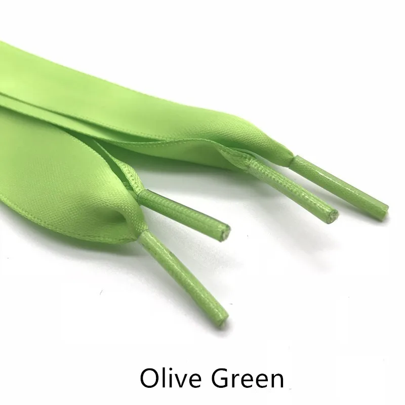 Olive Green Новинка, 1 пара, 2 см, ширина, атласная шелковая лента, шнурки, 110 см, длина, кроссовки, спортивная обувь, кружева, для взрослых, детские шнурки, цветные - Цвет: Olive Green