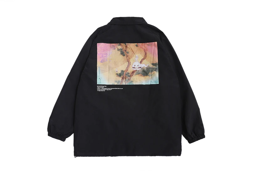 

Hip-Hop Kanye West Jacket Season 6 Kids See Ghosts Turn Down Collar Jackets Single Breasted Men Women Windbreaker Bomber Jacket