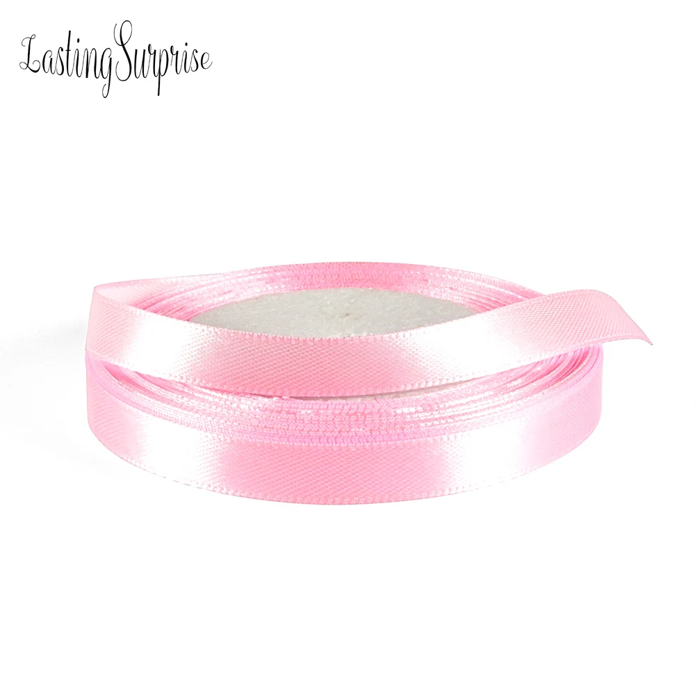light pink 1 см, 25 ярдов, 22 м, шелковая атласная лента, рождественские, новогодние подарочные украшения для вечеринки, для свадебных приглашений, упаковка карт, скрапбукинг - Цвет: light pink