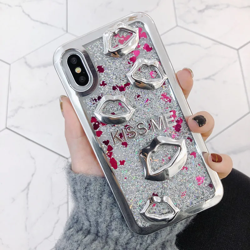 Покрытие жидкость зыбучие пески блеск Чехлы для Iphone 7 8 плюс крышка сексуальные