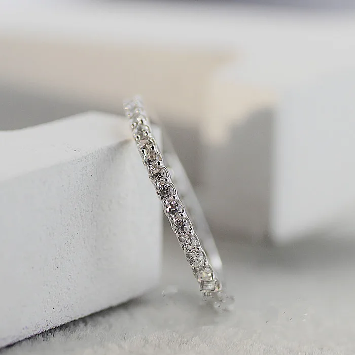 Бренд Eternity очаровательное кольцо из стерлингового серебра 18K с покрытием белого