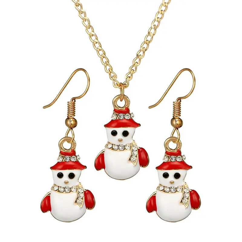 Для женщин Ювелирные наборы Рождественская в форме снеговика кулон Цепочки и